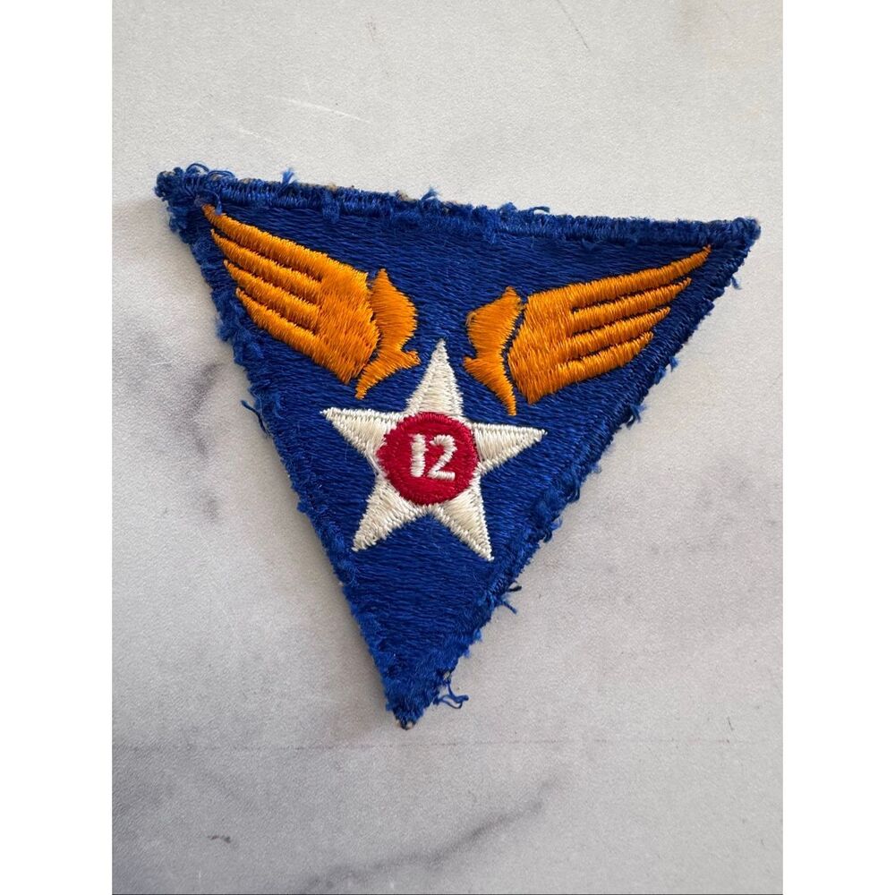 World War II Air Force’s 12th patch navy blue triangle embroidered 1940 sew on